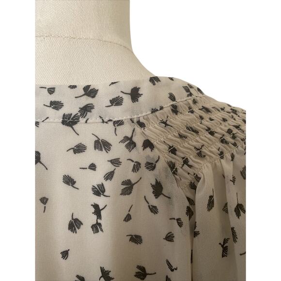 H&M Black and White Sheer Lined Dress Size 12 Button Down Front Tie - Picture 10 of 16